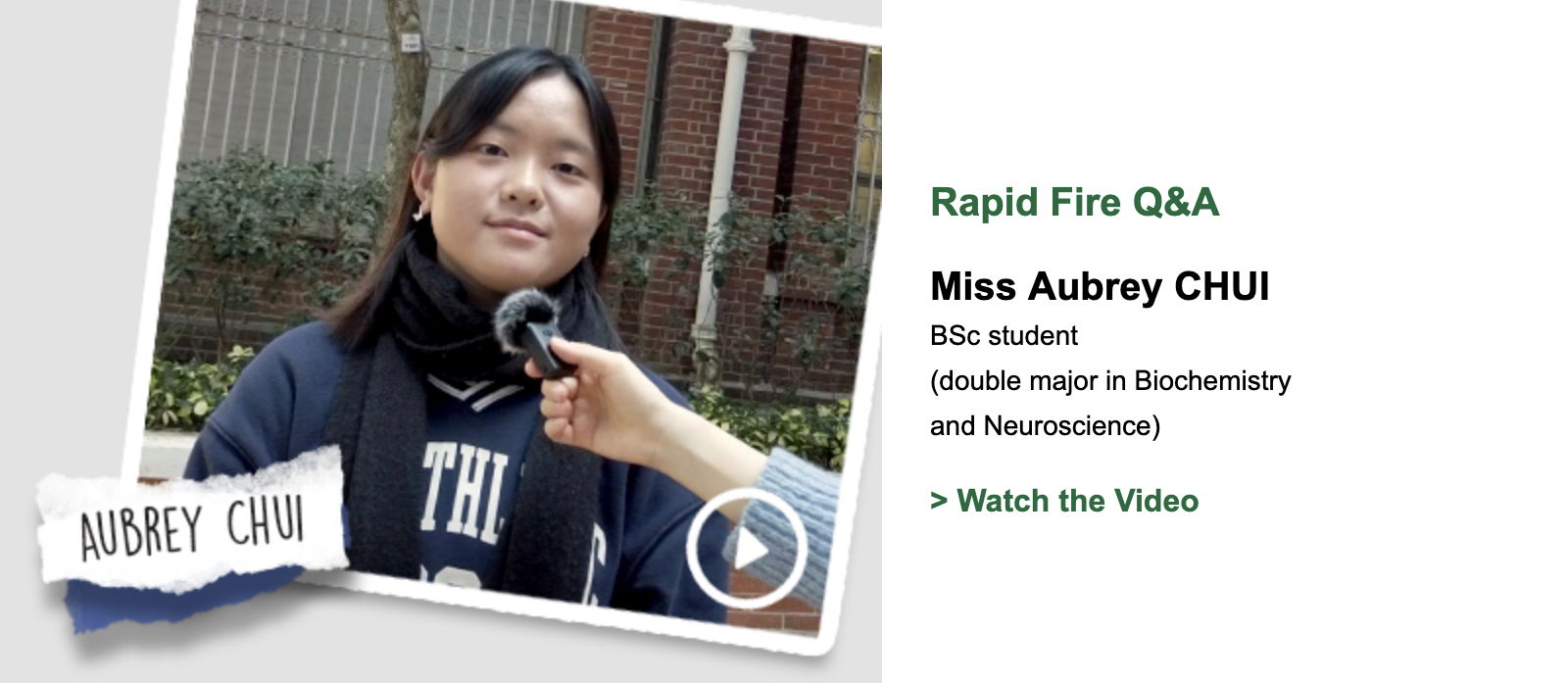Rapid Fire Q&A-Miss Aubrey CHUI