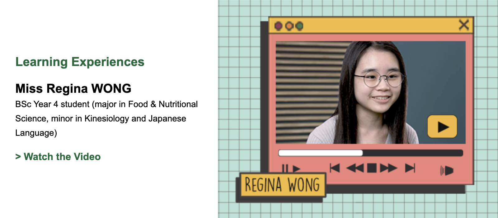 Learning Experiences-Miss Regina WONG