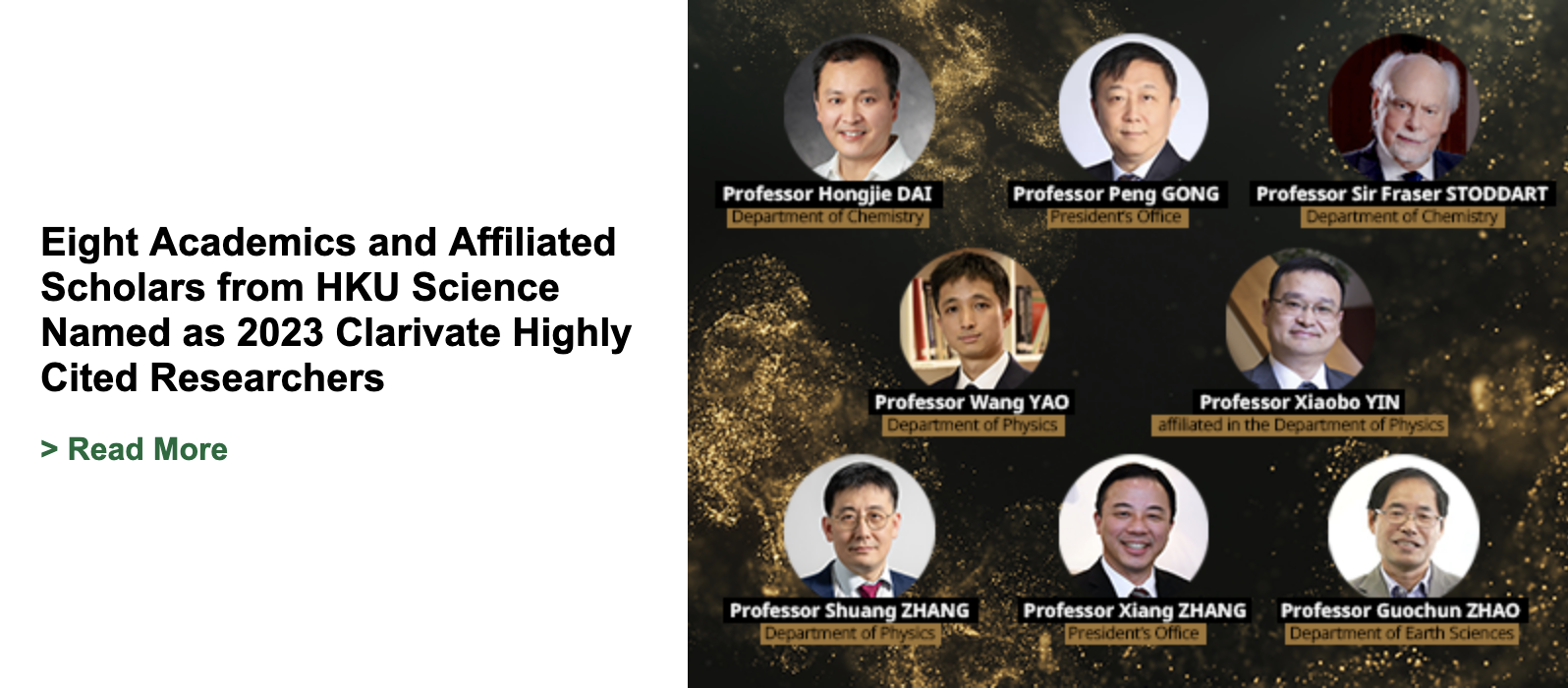Academics and Affiliated Scholars from HKU Science Named as 2023 Clarivate Highly Cited Researchers