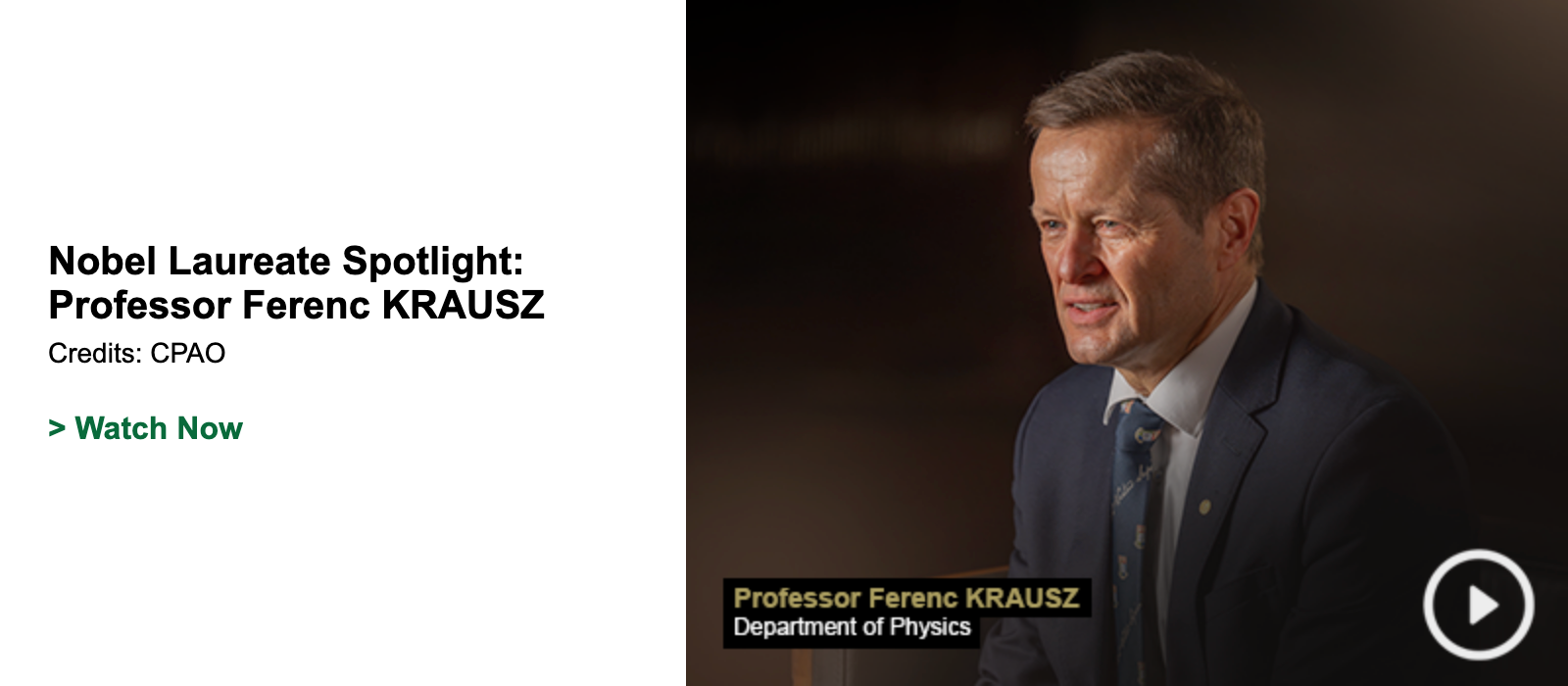 Nobel Laureate Spotlight: Professor Ferenc KRAUSZ