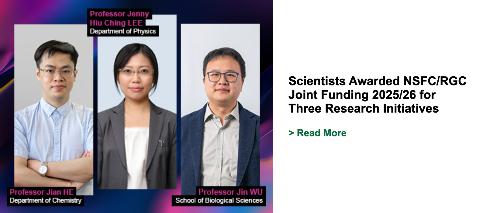 Scientists Awarded NSFC/RGC Joint Funding 2025/26 for Three Research Initiatives