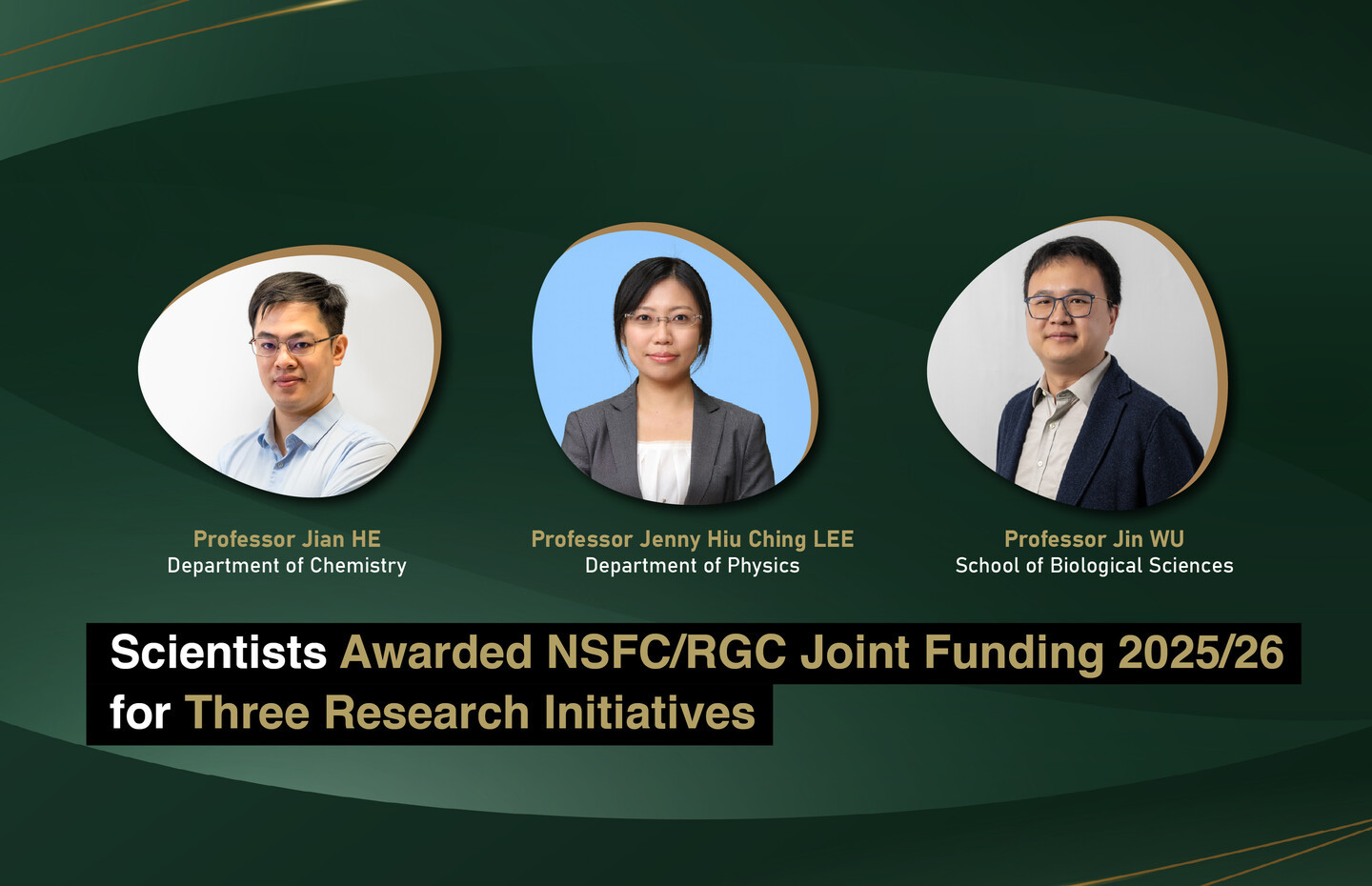 Scientists Awarded NSFC/RGC Joint Funding 2025/26 for Three Research Initiatives