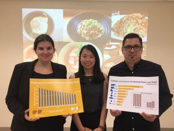 Photo of Yvonne Yau (middle), fresh graduate majoring in Environmental Science with her supervisors Dr Christelle Not (Left) and Dr Benoit Thibodeau (right) of HKU Department of Earth Sciences and Swire Marine Institute for Marine Science.