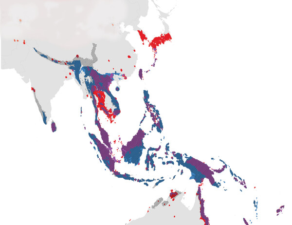 This map highlights ant biodiversity centers in Asia