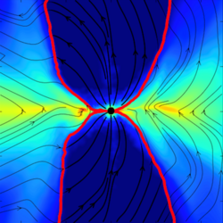Simulating black hole accretion disks and jets using a general relativistic magnetohydrodynamic code.