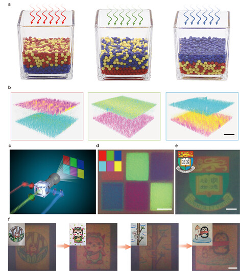 Three-dimensional phase segregation and photochromic colloidal swarm.