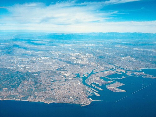 Aerial view of Long Beach Harbor and San Pedro, California. Image credit: FreeImages. 