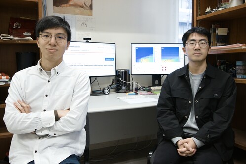 . Ting-Tung WANG (left) and Menghan SONG, PhD students from the HKU Department of Physics, are co-authors of the journal paper.