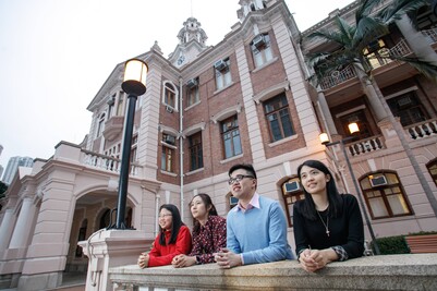 students in front of Main Building