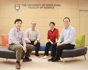 HKU Chemical Biologists decode a histone mark important for gene regulation program that go awry in cancer. The research team members include: (from left) Dr. Yuanliang ZhAI Dr Jason Wing Hon WONG, Dr Xiucong BAO and Professor Xiang David LI.