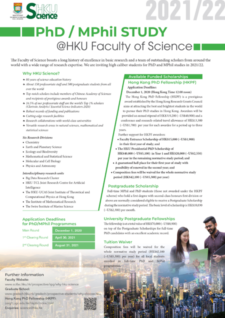 PhD/MPhil Study@HKU Faculty of Science
