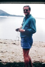 His prime of life: Professor Morton surveying the marine ecosystems along Hong Kong’s shoreline during his early years at The University of Hong Kong.