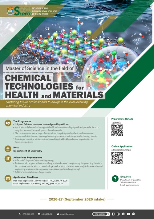 Master of Science in the field of Chemical Technologies for Health and Materials poster