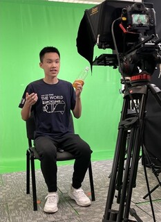 Winner of Secondary School Group Luke at video shoot