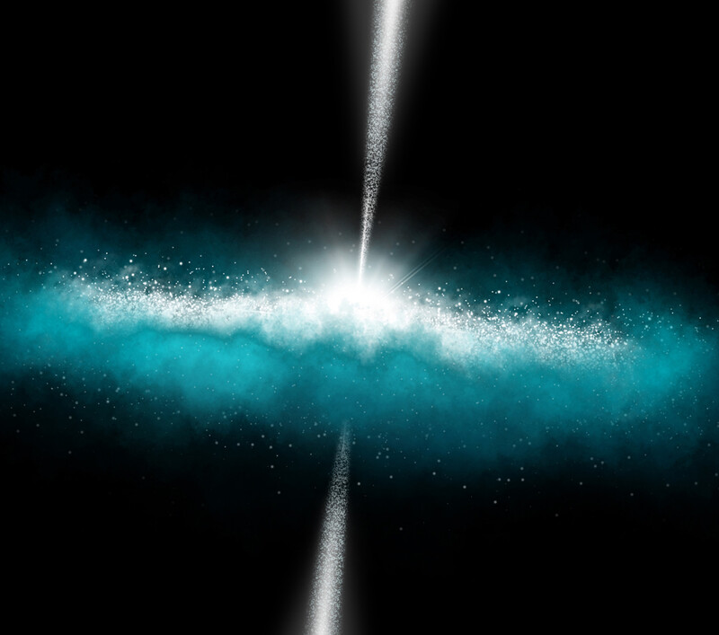 A galaxy with jets powered by a central black hole.