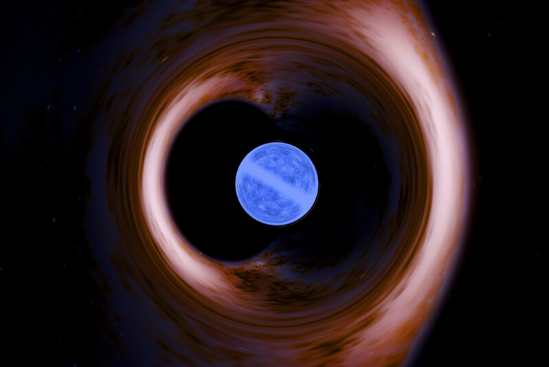 A 3D illustration of the neutron star PSR J0952–3839, which holds the record as the most massive neutron star known as of 2022.