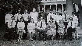 Back row: Dr. Y.S. Fung, Prof. Lie Ken Jie, Prof. Ng Ching Fai (President of HK Baptist University), Dr. Fred Allen, Prof. Michael Sammes, Prof. K.F. Cheng, DR. K.K. Cheung, Dr. Fung Kwok Wing (Direcotr of HKU Safety Office), Dr. Ron Tse Siu Man.
Front row: Prof. C.K. Poon (President of HK Polytechnic University), Dr. Sarah Liu (former Secretary of Environment, HKSAR), Dr. Hui Wai Haan, Prof. Douglas Payne, Dr. Lai Ting Fong, Mrs. Dorothy Collins, Prof. Roy Letcher.
(1980)
